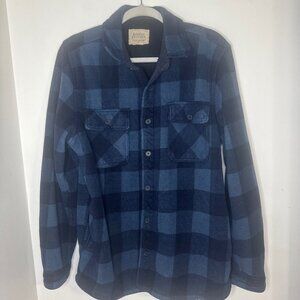 Boston Traders Mens Fleece Lined Flannel Shacket Jacket Button Up Size Large T17